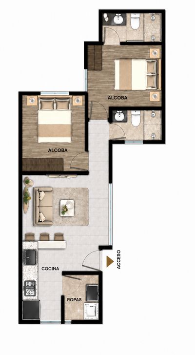 Apartamento 45.5 m²